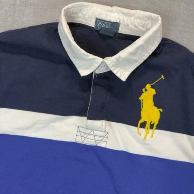 Polo Ralph Lauren Polo Niños XL 18-20 Azul Rojo Rayas Amarillo Big Pony Preppy Foto 1 de 4
