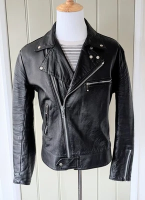 Belstaff Made in England Black Sheep Leather Classic Vintage Biker Jacket 46, XL - Image 1 of 4