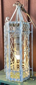 Vintage MCM Spanish Revival Swag Lamp Wrought Iron Gothic Electric Wired - Picture 1 of 3