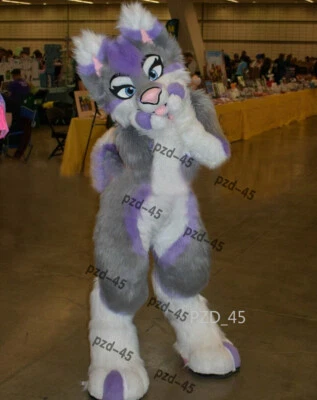Halloween Long Fur Husky Dog Fox Fursuit Mascot Costume Suit Cosplay Dress #387 - Image 1 of 3