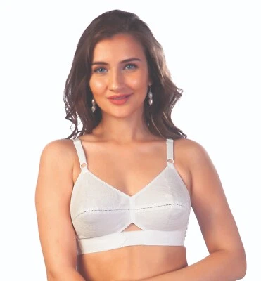 Padded Bullet Bra Organic Cotton - Vintage Retro Bra (Plus Size Available) White - Image 1 of 4