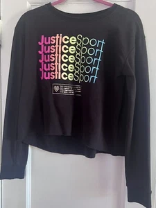 Justice Active Black Justice Sport Sweatshirt Size: 14/16 - Picture 1 of 6