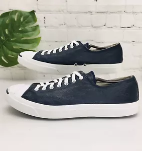 Converse Jack Purcell Ox Sneaker Shoes Men's Size 12 Blue White Leather Low Top - Picture 1 of 13