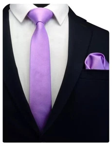 Juego de corbata de seda lila y pañuelo cuadrado de bolsillo corbata pañuelo - Imagen 1 de 1