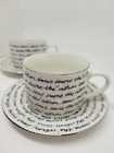 New York SIA Collection Monno Porcelain Cup and Saucer Set x 2 Cream Script