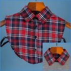 Red Plaid Pointed Flat False Fake Collar Faux Cotton Lace Blouse Button Shirt