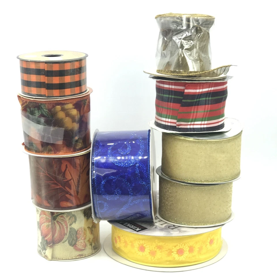 Spools of Ribbon Scrapbooking Trim Multiple Colors & Sizes Lot of 10 Wide Rolls - Image 1 of 4