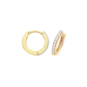 Mens 9 Stone Huggie Hoop Earring 9ct Yellow Gold 375 Hallmarked Brand New Boxed - Picture 1 of 3
