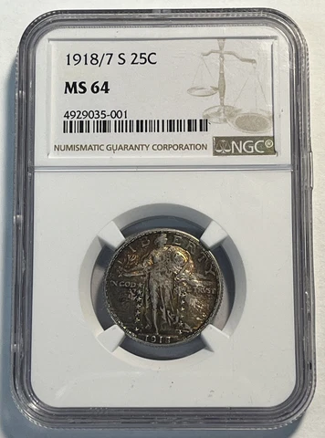 1918/7 S Standing Liberty Quarter NGC MS 64 Cover
