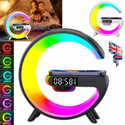 Smart LED Lamp G Bluetooth Speaker Wireless Charger RGB Alarm Clock Night Light