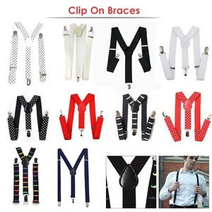 Unisex Adjustable Braces Suspender Trouser Y Clip On Fancy Dress Mens - Picture 1 of 47