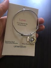 NWT Unwritten Love Charm Bracelet stainless steel adjustable, silver plated $55