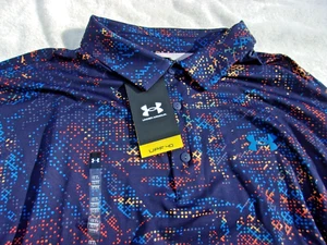 NWT Under Armour Loose Fit Playoff polo, men's M, L, XL, XXL, blue, color print - Picture 1 of 5