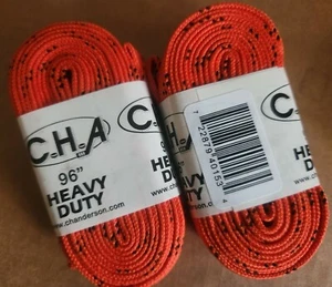 4 Laces 2pr Hockey Skate 72" 84" 96" Orange/Black Roller Ice Derby 2pair LOT - Picture 1 of 4
