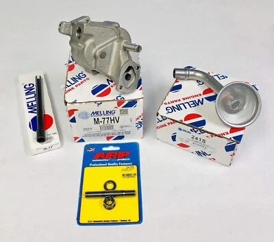 M77HV Oil Pump and stud, Screen & Drive Rod Chevy bb 366 396 402 427 454 496 - Image 1 of 4