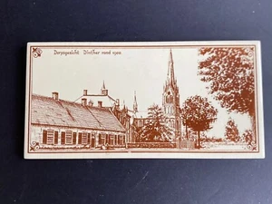 VTG Ceramic Tile Trivet / Wall Decor Church In 1900 Red And White - Bild 1 von 4