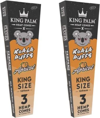 King Palm | King Size | Albaricoque | Conos y puntas prerolled | 3 por paquete, 2 paquetes Foto 1 de 4