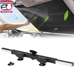 Car Retractable Windshield Sun Shade Curtain UV Visor Block Cover Heat Protector - Picture 1 of 9