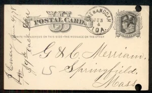 1878 SHENANDOAH IOA y STAR elegante cancelación en tarjeta de 1¢, archivos perforados agujeros, en muy buen estado - Imagen 1 de 1