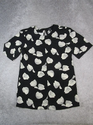 Blusa de seda floral beige negra Theory Petite para mujer * Foto 1 de 4