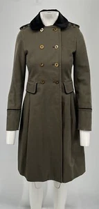 Marc by Marc Jacobs Green Mid-Length Dress Coat w/ Black Velour Neckline sz XS - Picture 1 of 5