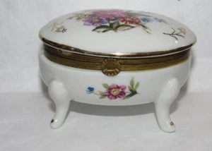 RETRO NAPCOWARE JAPAN C8853 PORZELLAN GEMISCHT FLORAL FUSS OVALE SCHMUCKSCHATULLE - Bild 1 von 8