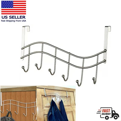 Вешалка над дверью 6 крючков вешалка сверхпрочный металлический органайзер для пальто шляп сумок - Изображение 1 из 4
