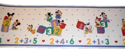Disney Babies Wallpaper Border Dundee Mickey Mouse Baby Nursery 14' Vintage 80s  - Image 1 of 4