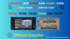 CHRYSLER 200 CAR RADIO ANTI-THEFT UNLOCKING PIN CODE FOR ALL MODELS✅ - Picture 1 of 4