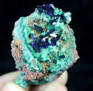Neu aus Laos glitzernder blauer Azurit auf grünem Malachit Mineral Probe CM750735 - Bild 1 von 6