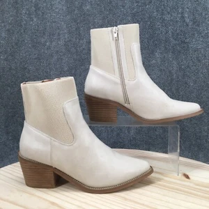Dolce Vita Boots Womens 8.5 Olystia Ankle Bootie White Faux Leather Pointed Toe - Picture 1 of 14