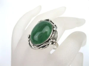 Anillo grande vintage PLATA 925 piedra verde talla 11 - Imagen 1 de 13