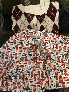 Girls 12/14 Ariat Button Boot Shirt Harry Potter Sweater 2 Shirts - Picture 1 of 11