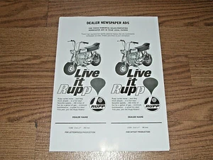VINTAGE  RUPP MINIBIKE NEWS PAPER ART WORK  FOR ADS   (REPRODUCTION ) - Picture 1 of 1