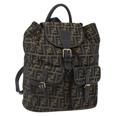 FENDI Zucca Canvas Backpack Brown Black gold Auth ar13750 - Image 1 of 4