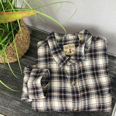 Camisa de franela RedHead para hombre marfil marrón gris a cuadros manga larga 2XLT Foto 1 de 4