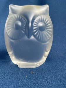 Vintage Fenton Satin Frosted Clear Glass Owl Paperweight Figurine 3” Tall - Picture 1 of 10
