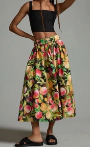 Anthropologie Maeve helle Farbe Früchte Gürtel Maxirock mit Taschen Gr. 8 - Bild 1 von 9