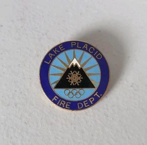 Vintage Lake Placid Fire Department Olympic Winter Games Enamel Pin Badge #415 - Picture 1 of 3