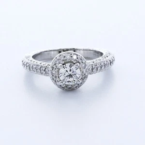 ANILLO HALO PUNTA ORO 14K CORTE REDONDO E/VVS1 DIAMANTE CREADO EN LABORATORIO 2,3 QUILATES CON DETALLES - Imagen 1 de 1