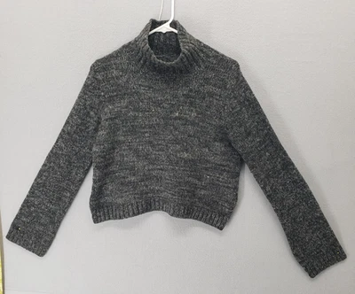 Zara Knit Sweater Womens Small Gray Turtleneck Cropped Pullover Soft Cozy Winter - Image 1 of 4