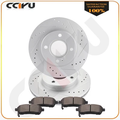 Fits Ford Fiesta 2014 - 2015 Front Drilled Slotted Brake Rotors Ceramic Pads Foto 1 de 4