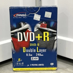 PENGO DVD+R Doble Capa 8.5GB 240min DVD 9 NUEVOS MEDIOS EN BLANCO 2.4X 5 Piezas. - Imagen 1 de 6