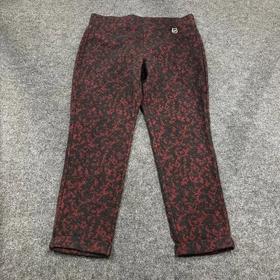 MICHAEL KORS Pull On Floral Textured Pants Women's Size XL Red - Image 1 of 4