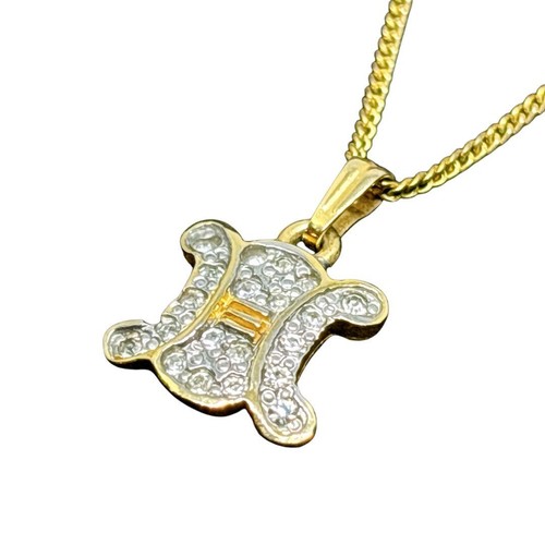 Collana CELINE logo trionfo strass oro circa 42Cm