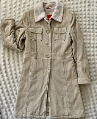 Vintage Y2K Esprit Jacket Below Knee Tan Corduroy Sherpa Warm Winter Size Small - Image 1 of 4