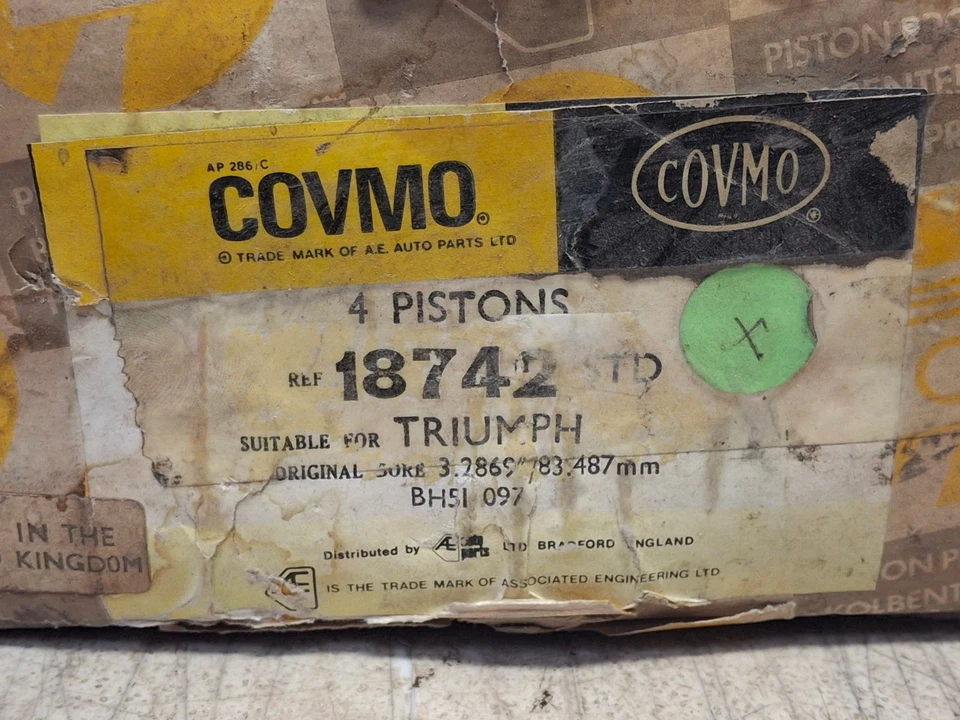 Covmo 4 pistones 18742 STD 1970-71 Triumph BH51 097 diámetro 3,2869/83,487 mm 1709 CC Foto 1 de 4