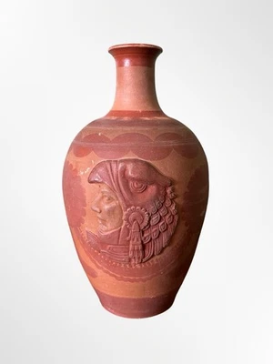 13" TERRA COTTA geschnitzte Kunstvase Handarbeit Mittelamerika - Bild 1 von 4