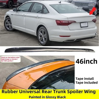 46'' For VW Jetta MK7 19-25 Gloss Black Rear Trunk Spoiler Wing Rubber Universal - Image 1 of 4