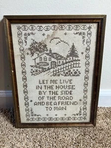 Antique Framed Sampler Counted Cross Stitch Picture Needle Point - Picture 1 of 10